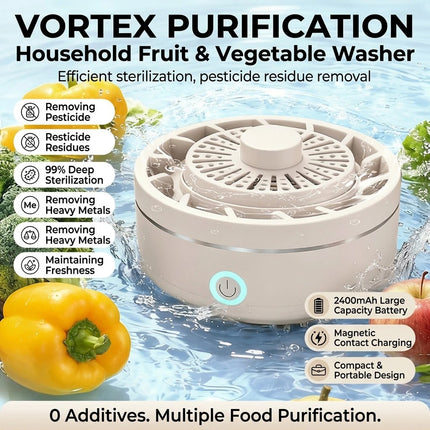 Fruit and Vegetable Cleaning Machine Purifier Portable Washing Cleaner Device  (Khaki)
