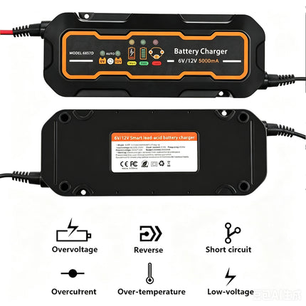 Smart Battery Charger Trickle 5A 6V/12V Automatic SLA AGM Car Truck Motorcycle