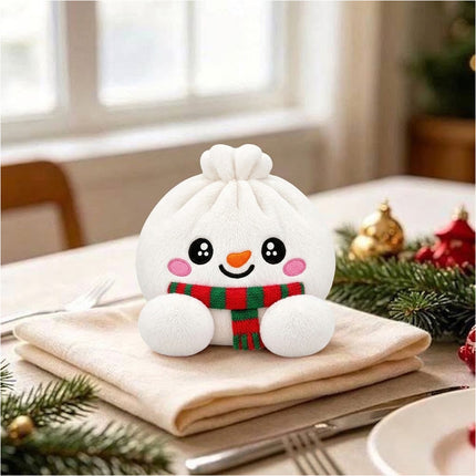 Christmas White bun with scarf Dumpling Ploofs Rainbow Plush Edition with Steamer