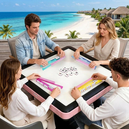 4 Pcs Mahjong Rack with Built-in Pusher Modern Mahjong Rack for American Mahjong (4pcs Clear Plastic Mahjong Push Rule)