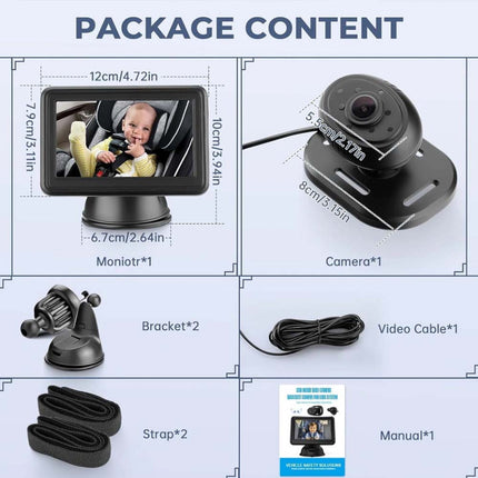 4.3" HD 1080P Car Camera Monitor Rear Facing Seat Night Vision Mirror