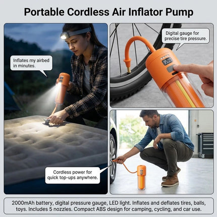 Portable Air Pump for Inflatables 430L/min Ultra Fast Air Mattress Pump, 2000 MA