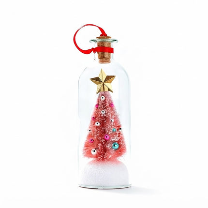 Christmas Tree Message in a Bottle with LED Voice Recording Message Decors  （1PCS Pink）