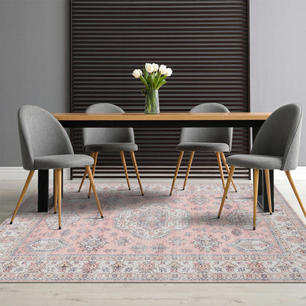 Washable Tribal Pattern Floor Rug Pink Large Mat for Household Dining Room 160*230cm