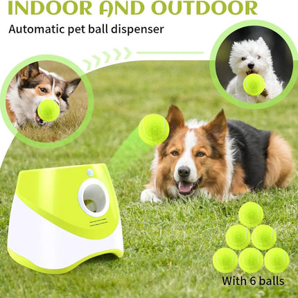 Auto Dog Ball Launcher Thrower Automatic Tennis Fetch Throwing Machine 6 Balls