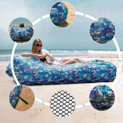 Inflatable Sofa Bed Swimming Pool Floating Raft Beach Garden Folding Chair