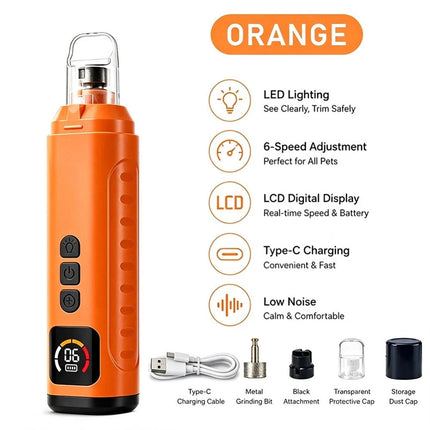 2026 Upgraded 6-Speed Pet Nail Grinder Quiet Electric Nail Trimmer for Dog & Cat