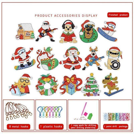 Christmas Diamond Painting Keychain 5D DIY Hanging Art Ornaments Gifts