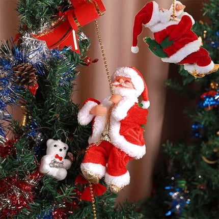 4PCS Electric Christmas Santa Claus Musical Climbing Rope Xmas Party Decor