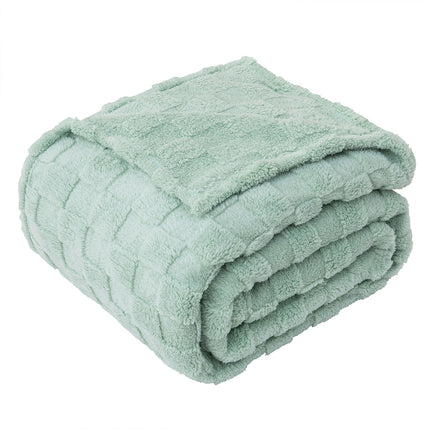 152*203cm Coral Fleece Large Blanket Soft Warm Sofa Bed Sheet Queen Twin Throw Green