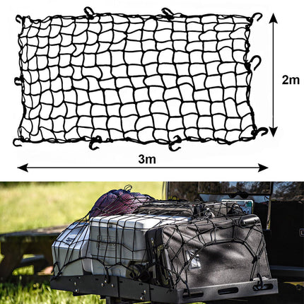Cargo Net 2mx3m Square Mesh Cord for Boat Ute Truck Trailer Load Cover +15 Hooks