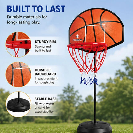 2 in 1 Kids Basketball Hoop & Archery Set Adjustable Height Indoor Outdoor Toy