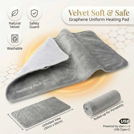 Portable USB Type-C Powered Electric Blanket Thermal Warmer Wrap Heating Pad