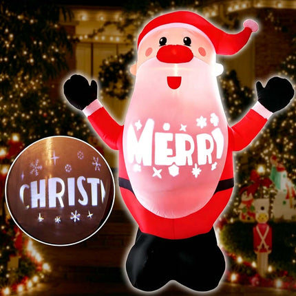 Inflatable Christmas Santa W/ Rotating Light Wave 1.8M Xmas Decoration Outdoor