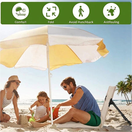 Portable Folding Chair Beach Mat Ultra Light Fishing Pool Garden Lounge Beige