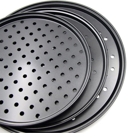 4Pcs Pizza Steel Pan for Oven Nonstick Perforated Round Pizza Baking Sheet Oven Tray 24.5+26+28+32cm