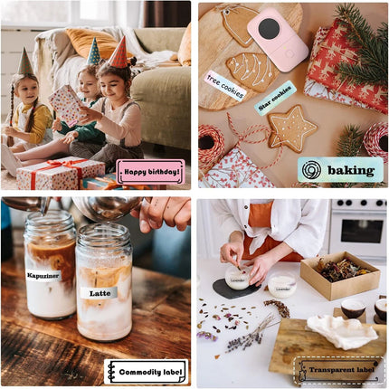 D30 Bluetooth Label Maker Machine Portable Sticker Barcode Thermal Label Printer   (Rosa Drucker+ 1 Rollenpapier)