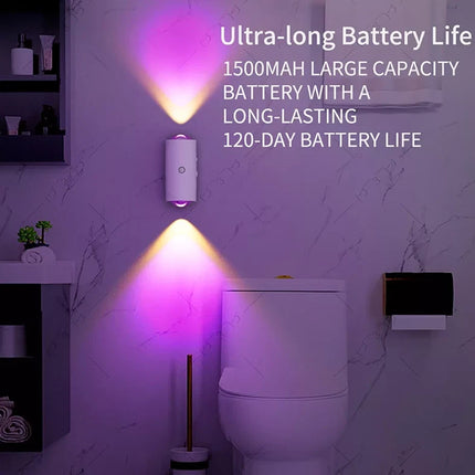 Body Motion Sensor LED Night Light Stairs Doorway Bedside Toilets RGB Wall Lamp