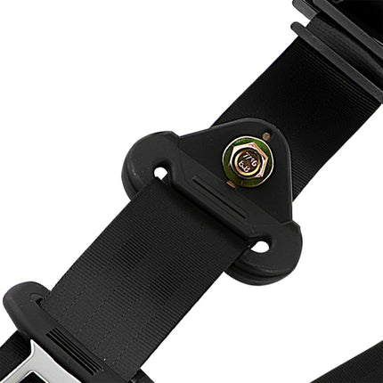 2 Sets Universal 3 Point car Safety Belt Seatbelt Retractable Black Buckle Belt