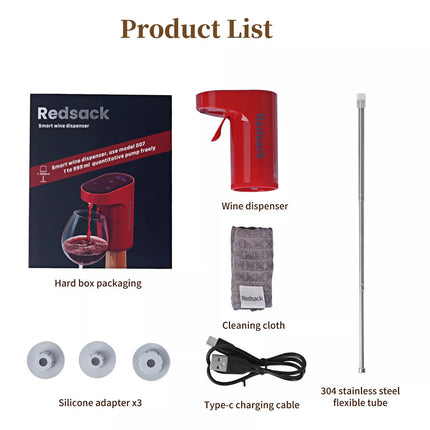 Automatic Electric Wine Decanter Aerator Dispenser Pourer Pump Whiskey Redsack