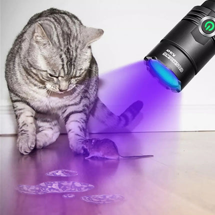 395nm Blacklight UV Light Tactical LED Flashlight Rechargeable Torch Lamp