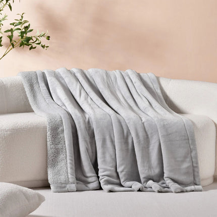 Serene Hudson Fleece and Sherpa Reverse Throw Blanket Grey 180x200cm