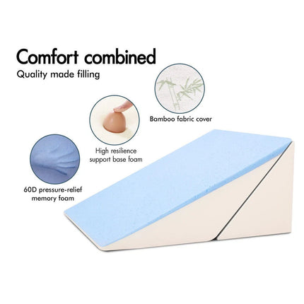 Bed Wedge Pillow Cool Gel Memory Foam Back Leg Elevation Bamboo