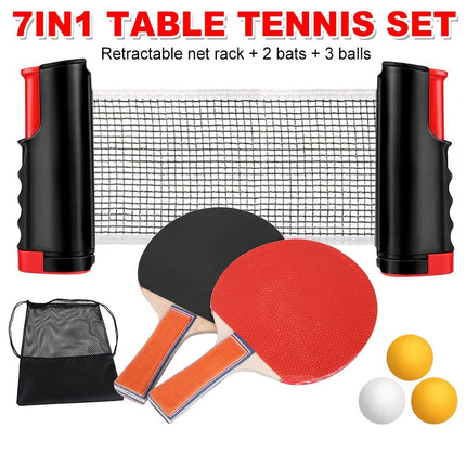 Portable Table Tennis Bats Retractable Net 2 Bat + 3 Balls Sports Training Sport