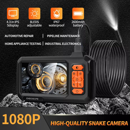 Industrial Endoscope Camera 8mm 1080P HD 4.3" Screen Borescope Inspection Camera