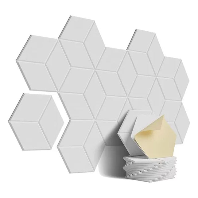 12PACK of Self-Adhesive Acoustic Foam Sound Proofing Panels for Sound Insulation White