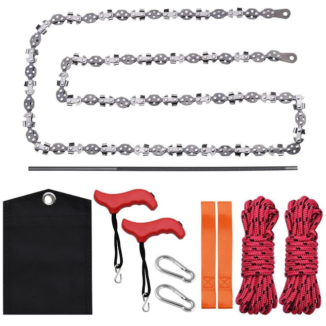53 inch 68 Teeth Rope Saw High Reach Tree Limb Hand Rope Chain Saw Portable