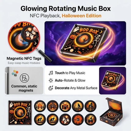 Magnetic NFC Music Box Creative Rotating Record Player Acrylic MP3 9 Tracks AU