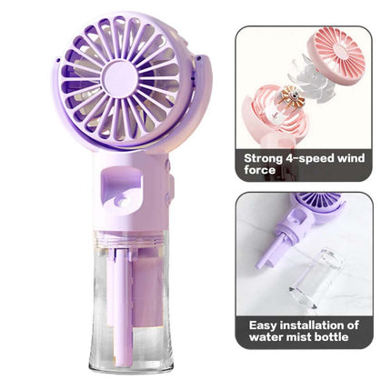 Portable Handheld Misting Fan Water Spray Fan 4 Adjustable-Speed Personal-Fan