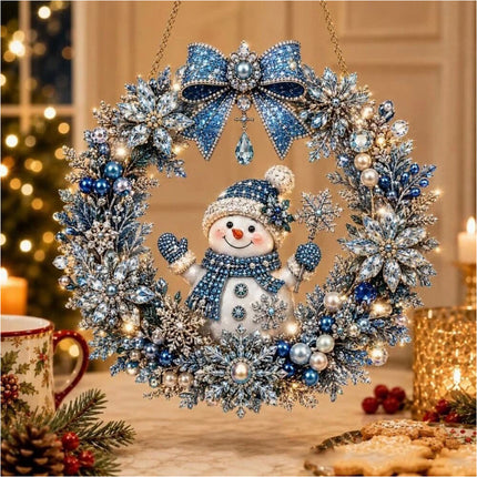 Unfinished Christmas Snowman Diamond Painting Kit Xmas Ornament Kit Window Decor Style A