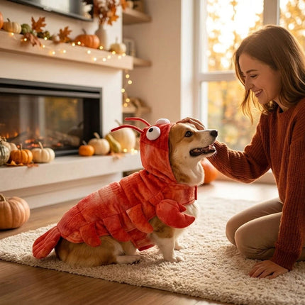 Dog Lobster Costume Pet Cat Party Clothes Halloween Cosplay Dress, Puppy Red