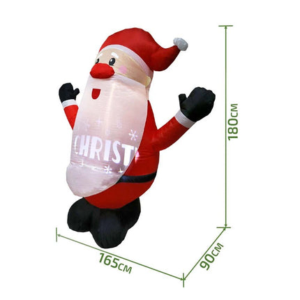 Inflatable Christmas Santa W/ Rotating Light Wave 1.8M Xmas Decoration Outdoor