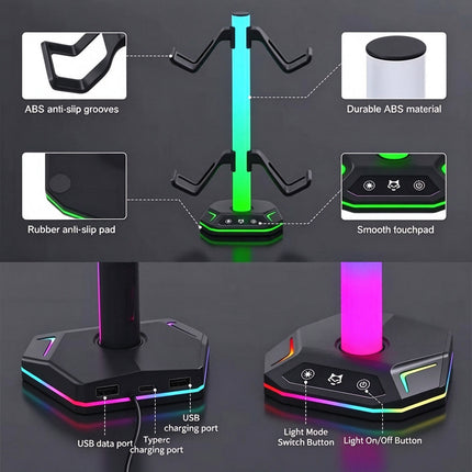 Gaming Headphone Stand Desktop Headset Hanger Display Rack Holder