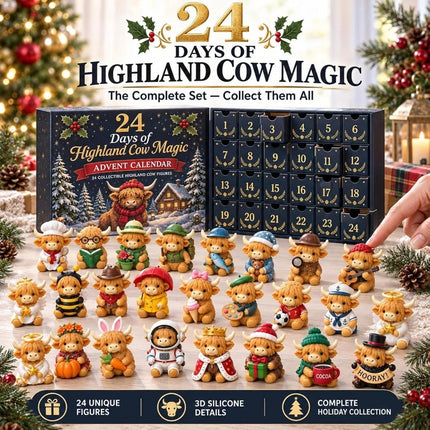 3D Highland Cow Advent Calendar 24 Days Countdown Calendars with 24 Highland Cow