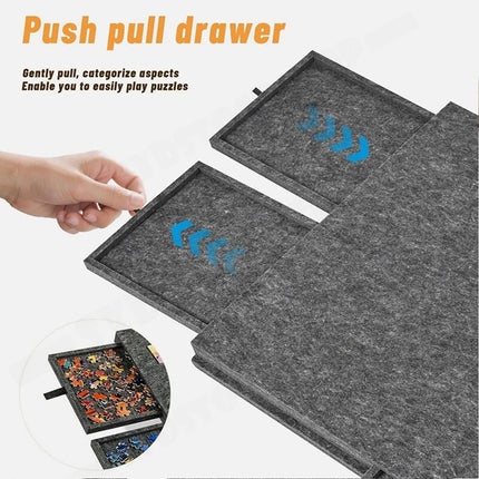 1000Pcs jigsaw Puzzle Board Portable Felt Puzzle Plateau 6 Drawers Puzzle Table