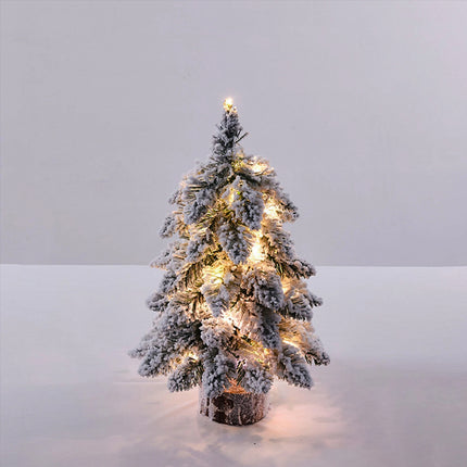 Tabletop Small Christmas Tree With Snow LED Lights Xmas Ornament Decoration