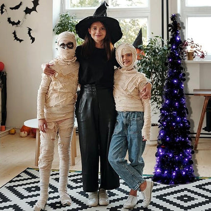 5ft Christmas Black Tree Xmas Home Decor With 100 Lights For Halloween Christmas