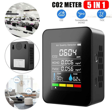 Digital LCD Air Quality Monitor TVOC CO2 Detector Temperature Humidity Meter