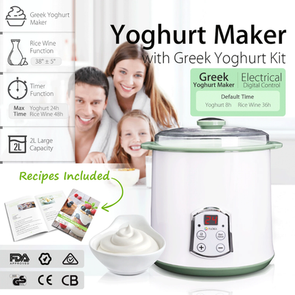 Greek Yoghurt Maker 2L Automatic Yogurt Rice Wine DIY Food Grade Machine