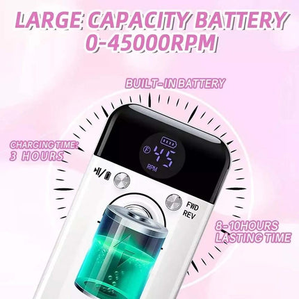 45000RPM Rechargeable Portable Nail Drill File Machine Manicure Pedicure Art