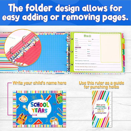 School Memory Book Scrapbook, Photo Album with Keepsake Pocket from