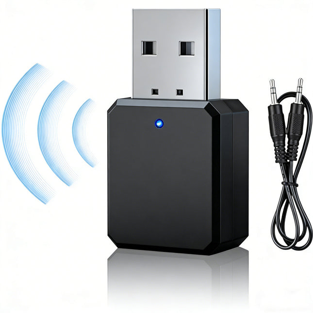 2in1 USB Bluetooth5.0 Transmitter Receiver Audio Adapter AUX 3.5mm TV PC Speaker