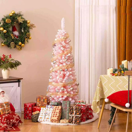 1.8M Pink Christmas Tree Slim Pencil Unlit Corner Xmas Decor for Seasonal Carnival