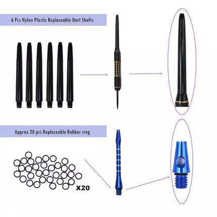 6PCS Darts Set 27g Professional Steel Tip Aluminum Shaft Dart Flights Sports