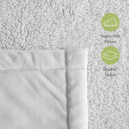 Serene Hudson Fleece and Sherpa Reverse Throw Blanket Grey 180x200cm