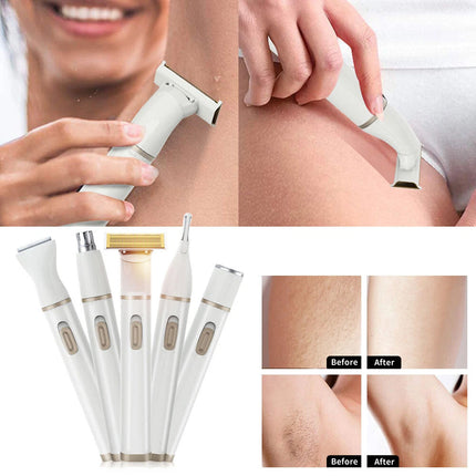 5 in 1 Electric Women Shaver Hair Arm Leg Bikini Face Remover Razor Trimmer
